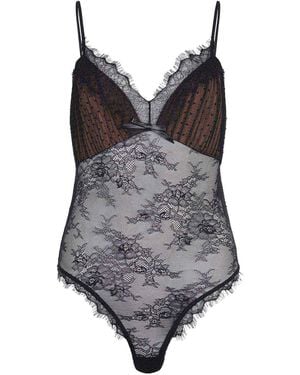 Self-Portrait Bodysuit Made Of Polyester Blend - Gray