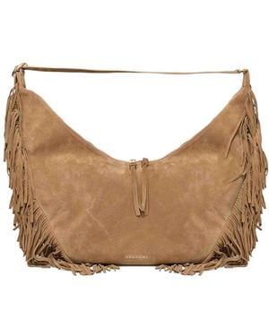 Orciani Isola Peach Fringe Small Shoulder Bag - Natural