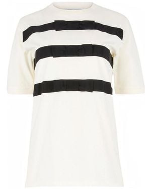 Nina Ricci Cream Cotton T-Shirt With Grosgra - Black