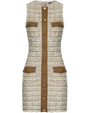 Balmain Tweed Sleeveless Crew Necks - Natural