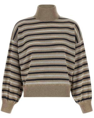 Brunello Cucinelli Sparkling Stripes Jumper - Grey