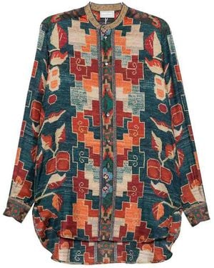 Pierre Louis Mascia Printed Silk Shirt - Blue