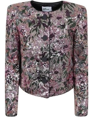 Self-Portrait Floral Sequin Jacket - Grey