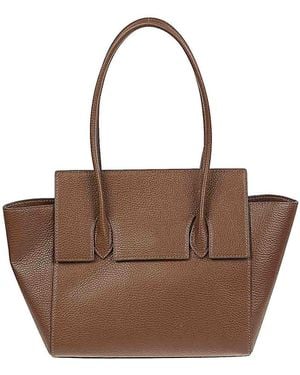 ROUNN Felice Flap Leather Tote Bag - Brown