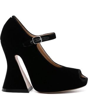 Maison Margiela 125Mm Velvet Peep-Toe Sandals - Black
