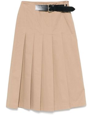 Semicouture Cotton Midi Skirt - Natural