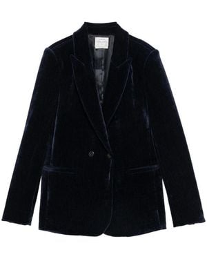 forte_forte Velvet Double-Breasted Jacket - Blue