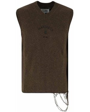 MM6 by Maison Margiela Wool Knitted Vest - Brown