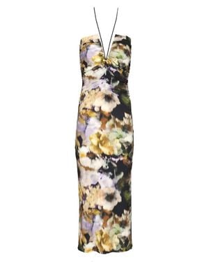 Amazuìn Natalie Dress With Floral Print - Metallic