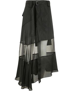 Sacai Fabric Combo Skirt - Black