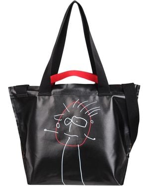 Plan C Pili E Bianca Medium Shopper - Black