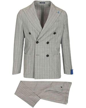 Guarinucci Double-Breasted Pinstriped Suit - Gray