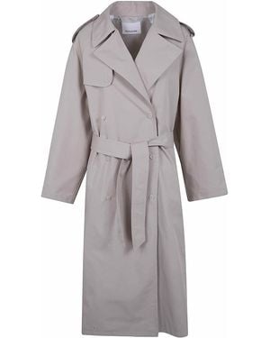 Frankie Shop Riva Cotton Trench Coat - Grey