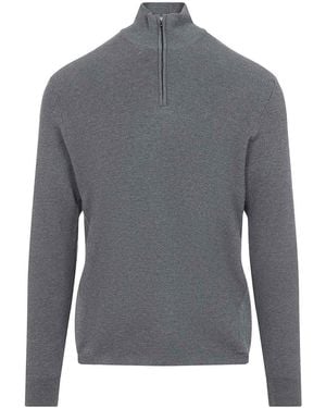 Sease Waffle Half Zip Turtleneck - Gray
