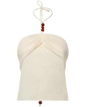 Magda Butrym Draped Top With Beads - Natural