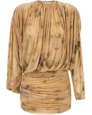 Magda Butrym Dress Printed With Drapes - Natural