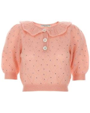 Alessandra Rich Suéter Cuello Redondo - Rosa