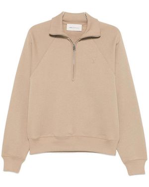 Ami Paris Ami De Coeur Cotton Sweatshirt - Natural