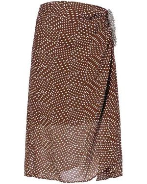 Dries Van Noten Asymmetric Midi Skirt - Brown