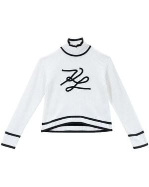 KARL LAGERFELD Soutache Autograph Knit - White