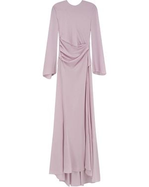 McQueen Long Dress With Drape - Pink