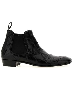 Lidfort Braided Leather Ankle Boots - Black