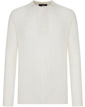 Amiri Henley Long-Sleeved Ribbed Knit Jumper - White