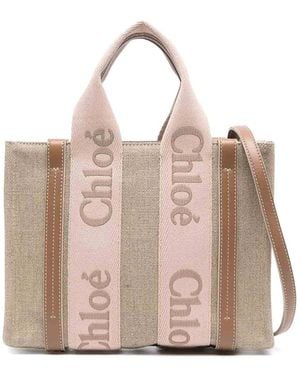 Chloé Small Woody Linen Tote Bag - Natural