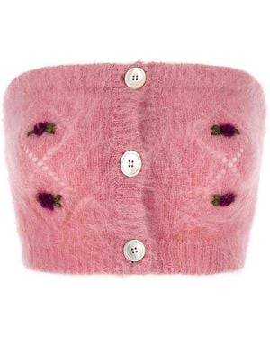 Alessandra Rich Carded Mohair' Top - Pink