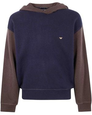 Emporio Armani Hooded Bicolour Jumper - Blue