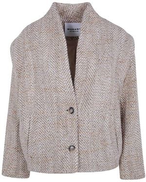Isabel Marant Drogo High Neck Short Coat - Grey