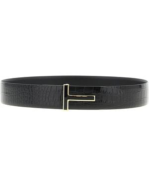 Tom Ford Reversible Crocodile Belt - White