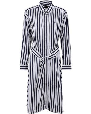 Polo Ralph Lauren Striped Chemisier With Belt - Blue
