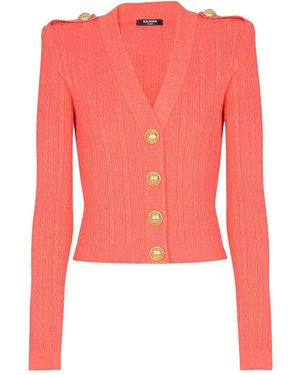 Balmain V-Necked Cardigan - Red