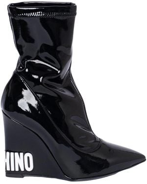 Moschino Ankle Boot Logo - Black
