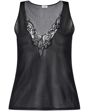 Balmain Tank Top With Lace - Black