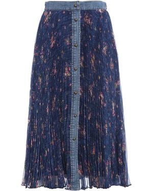 Philosophy Di Lorenzo Serafini Denim Trim Pleated Skirt - Blue