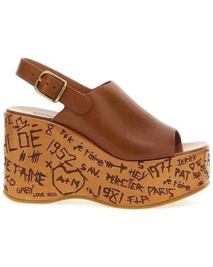 Chloé Wedge Sandals Maxime - Brown