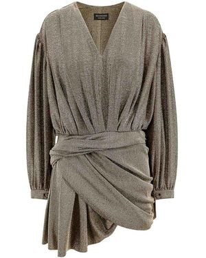 Balenciaga Mini Length Laminated Dress - Gray
