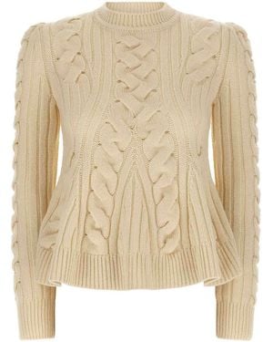 McQueen Peplum Cable Jumper - Natural