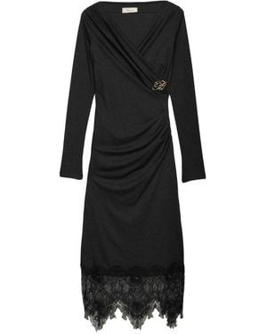 Blumarine V-Neck Dress With Lace Details - Black