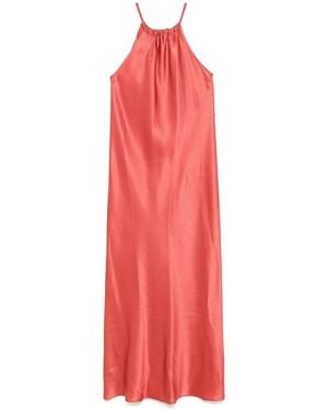 Antonelli Coral Silk Blended Midi Dress - Red