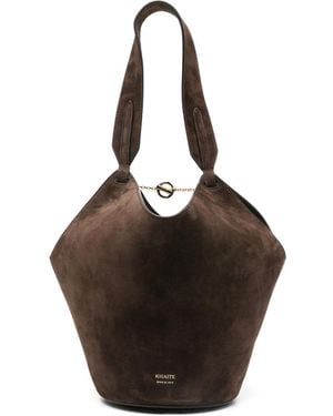 KHAITE Lotus Mini Leather Bucket Bag - Brown