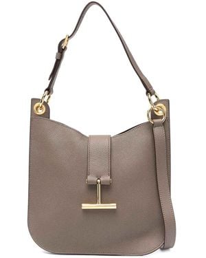 Tom Ford Day Grain Leather Small Crossbody Bag - Gray