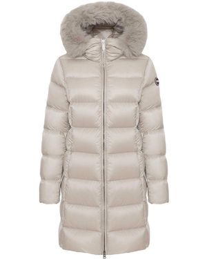 Colmar Long Down Jacket With Faux Fur - Gray