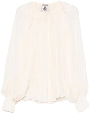 Semicouture Silk Blend Blouse - Natural