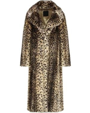BB COUTURE Long Leopard Ecofur Coat - Natural