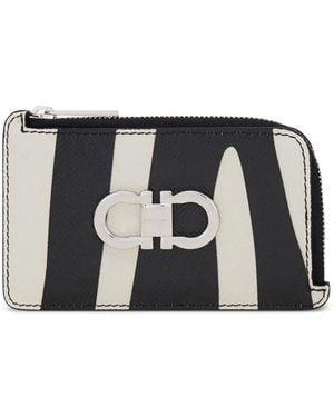 Ferragamo Zebra-Print Cardholder With Zip - Black