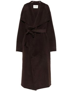 Soft Goat Wool Long Coat - Black