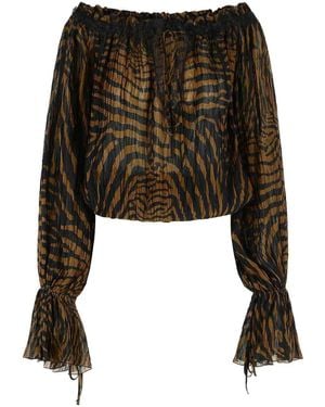 Blumarine Print Chiffon Top - Black